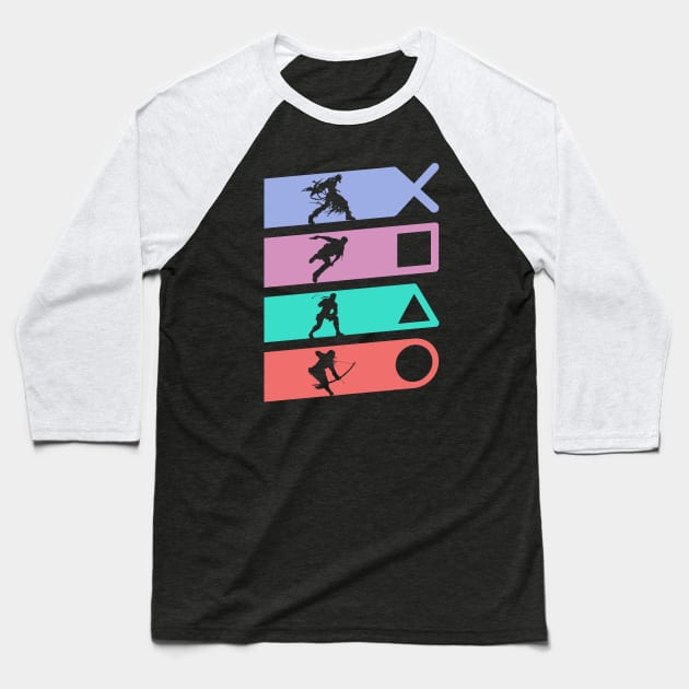 Playstation All Stars Buttons Baseball T-Shirt by scribblejuice